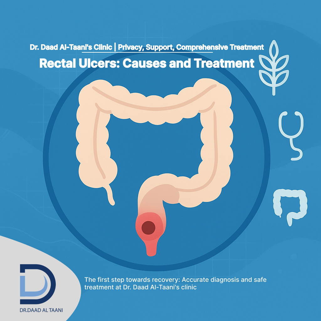 Rectal ulcers Causes and treatment. Clinic with Dr. Daad Al-Taani, the best hemorrhoid specialist in the UAE